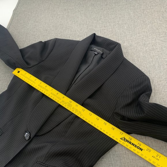 Nine West Womens Black Blazer Long Sleeve One Button Closure Shawl Label Gray St - Picture 9 of 14